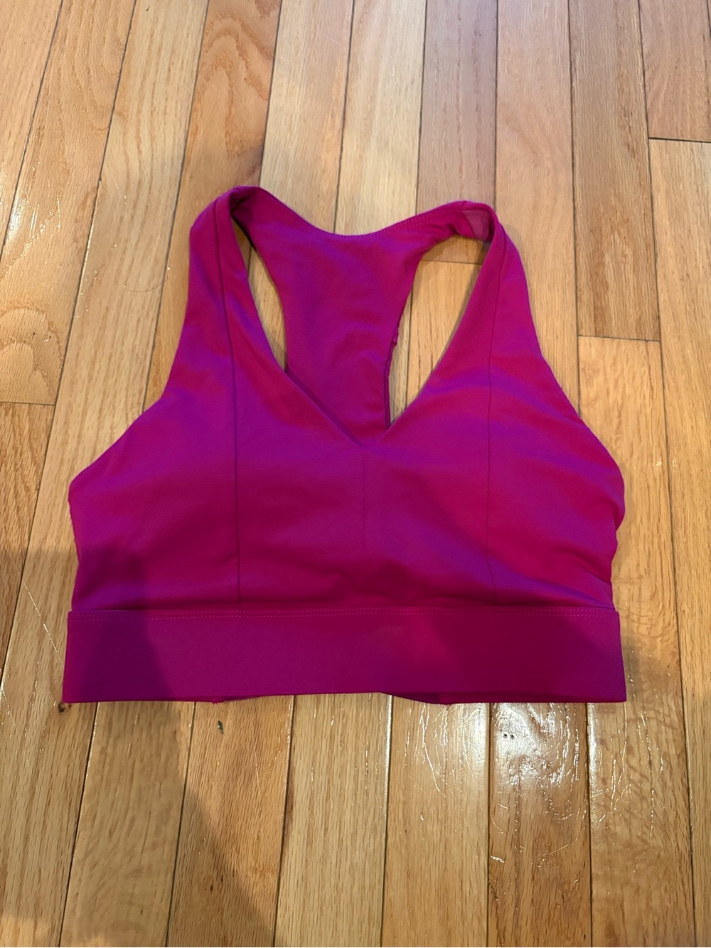Fabletics Magenta Racerback V‑Neck Sports Bra